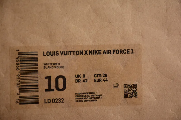 Cheap Louis Vuitton Nike Air Force 1 Low By Virgil Abloh White Red LD 0232 0113